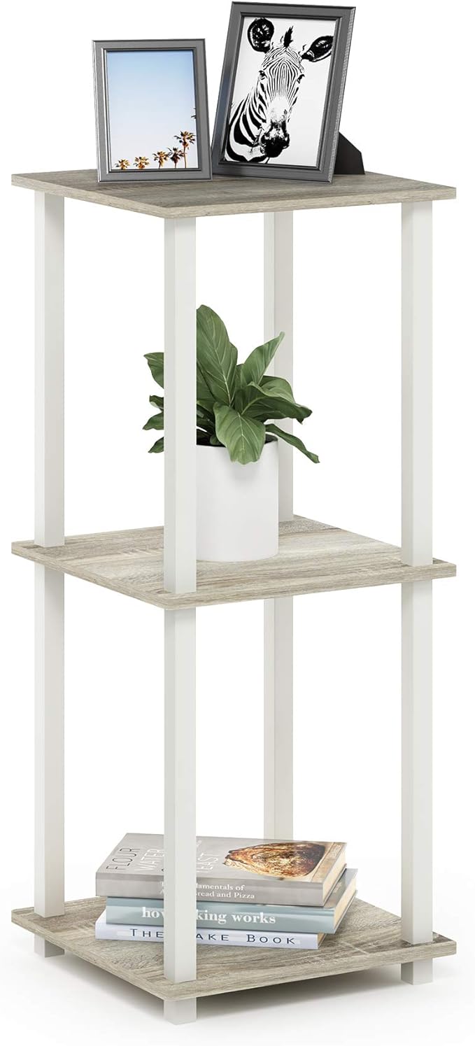 Furinno Simplistic Set of 2 End Table, Sonoma Oak/White-NeatNest