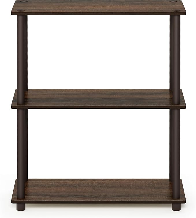 Furinno Turn-N-Tube 3-Tier Compact Multipurpose Shelf Display Rack, Walnut/Brown-NeatNest