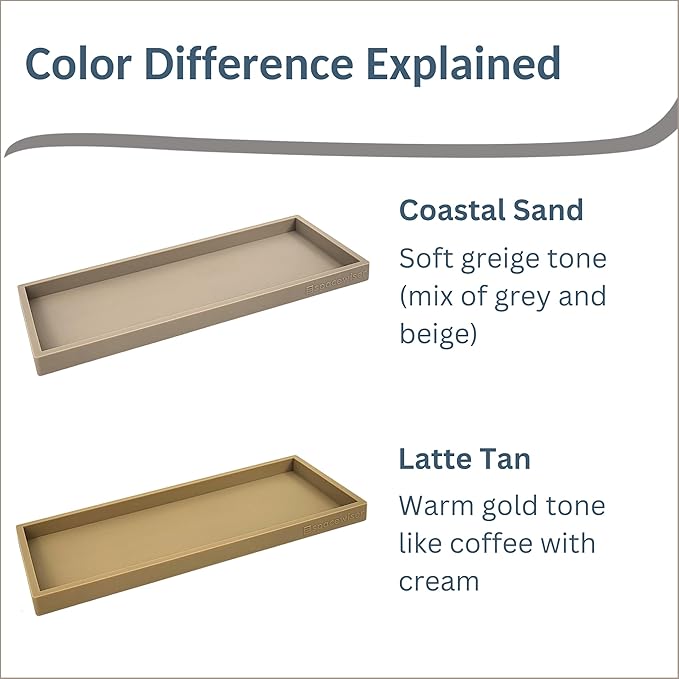 Countertop and Vanity Tray - 2 PC (11” and 7”) Shatterproof Silicone Kitchen and Bathroom Trays for Counter, Kitchen Soap Dispenser Tray, Vanity Trays for Bathroom, Perfume Key Tray-NeatNest