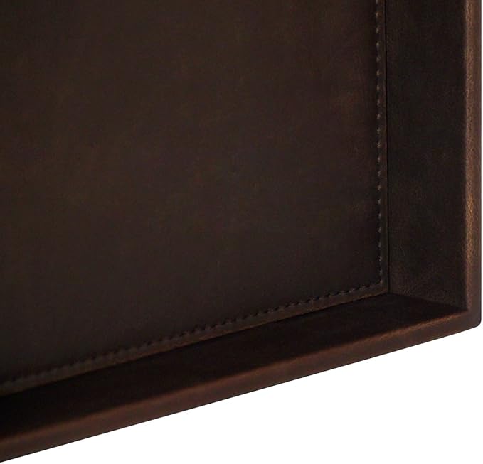 HofferRuffer Decorative Vanity Tray, Desktop Storage Organizer, Catchall Tray, Valet Tray, Nightstand or Dresser Organizer, PU Faux Leather Bathroom Tray, Brown, 10.2 x 8.4 x 1.8 inches-NeatNest