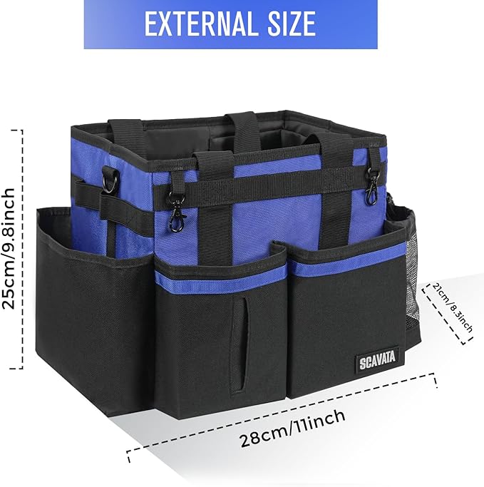 Compact Wearable Cleaning Caddy, Small Supplies Organizer with Handle & Shoulder Straps for Housekeepers, Under Sink & Car Cleaning Tool Organizer Bag (Blue)-NeatNest