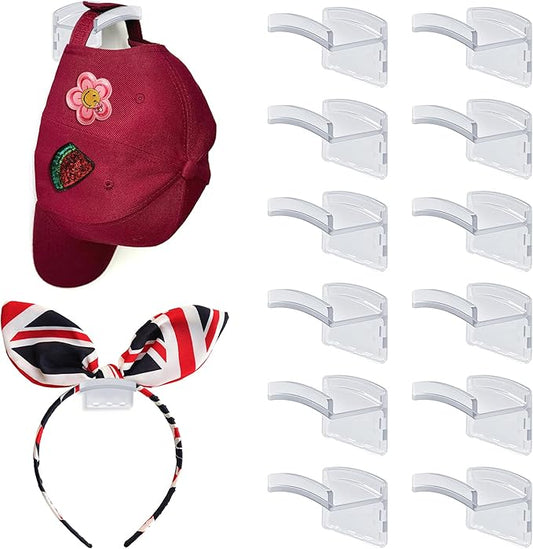 Hat Hooks for Wall, Headband Holder Adhesive No Drilling Hat Racks Organizer for Door Closet, Transparent, 14-Pack-NeatNest