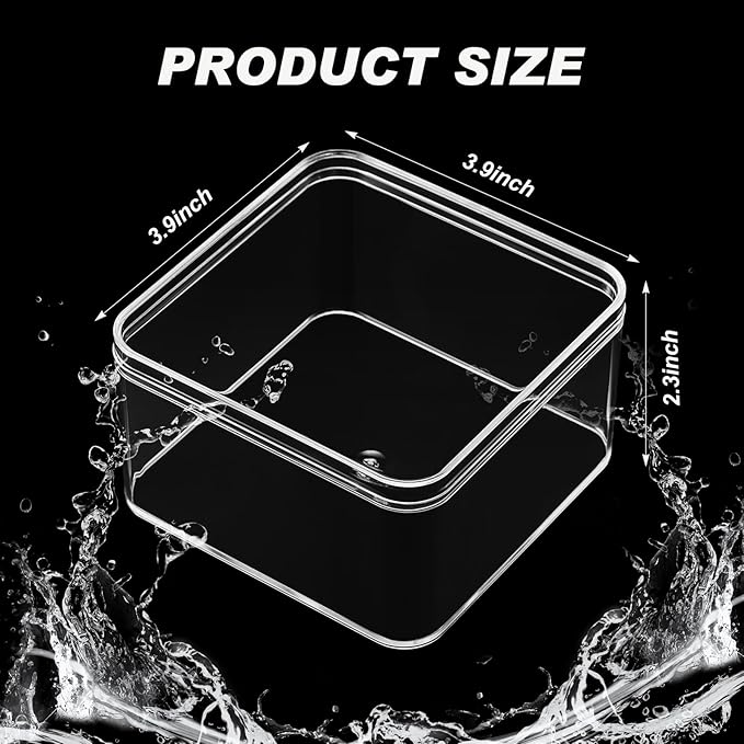 Blulu 8 Pieces Clear Acrylic Plastic Jewelry Box Mini Storage Box Mini Cube Containers with Lids for Candy Pill and Tiny Jewelry(Rectangle,3.94 x 3.94 x 2.36 Inch)-NeatNest