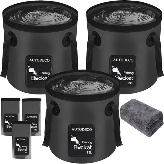 AUTODECO Collapsible Bucket 5 Gallon Container Folding Water Bucket Portable Wash Basin