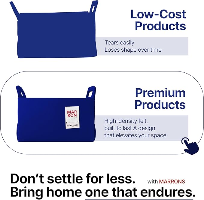 Collapsible Blue Felt Storage Bin Medium 11"x7.1"x7.1" – Foldable Basket with Handles for Closet, Toy Storage, Laundry Room Organization, Decorative Storage Bins for Shelves, Cube Storage-NeatNest