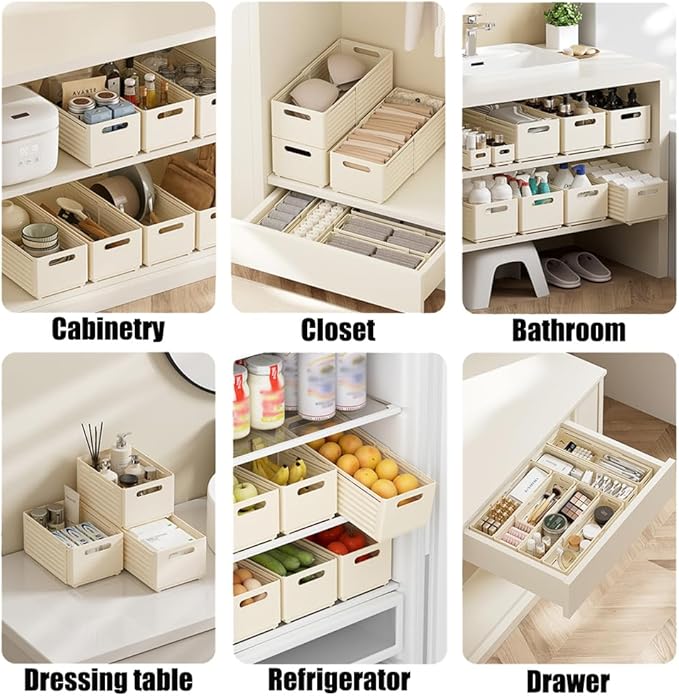 Foldable Storage Bins, 2 Pack Plastic Expandable Boxes for Organizing, Adjustable from 11-18.8" Drawer Organizers Separators Dividers for Bedroom Kitchen Utensils Tools Closet, Large-NeatNest
