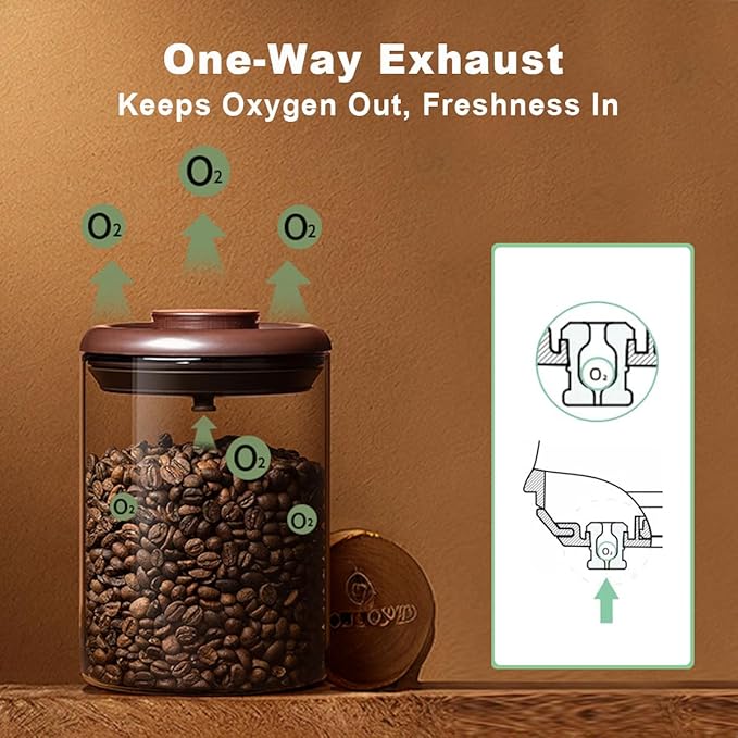 Ankou Glass Coffee Canister 900ml x 2 Jar, Airtight Food Storage Container with Pop Lid, Kitchen High Borosilicate Glass Contianers For Tea Coffee Bean Sugar-NeatNest