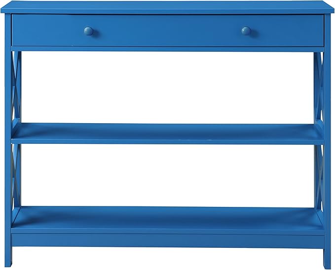 Convenience Concepts Oxford 1 Drawer Console Table with Shelves, Teal Blue-NeatNest