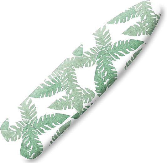 Extra Thick Ironing Board Cover and Pad, Tropical Leaves 15x54 Ironing Board Cover, Resist Scorching and Staining,Elastic Edges,Summer Plants Green