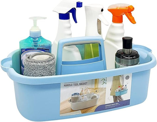 Multi-Purpose Plastic Cleaning Caddy with Handle, Shower Caddy Organizer/Storage Basket/Totes Portable for Bathroom Supplies, Cleaning Products, Under Sink Tool, Housekeepers (Blue)-NeatNest