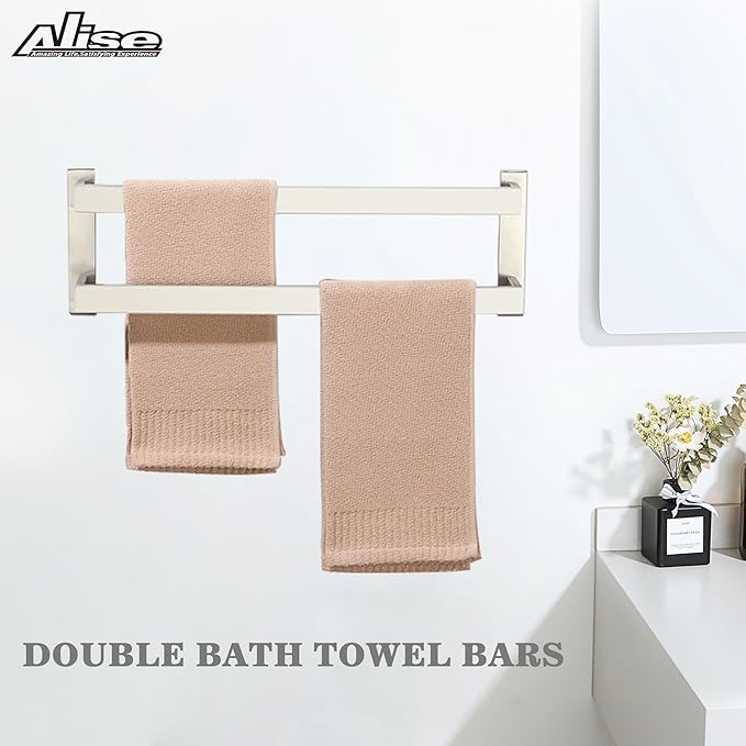 Alise Bath Double Towel Bars,Black Towel Holder Towel Racks for Bathroom Lavatory,Wall Mount Towel Hanger SUS304 Stainless Steel Towel Rail,GOY2500-LS Brushed Nickel 20 Inch