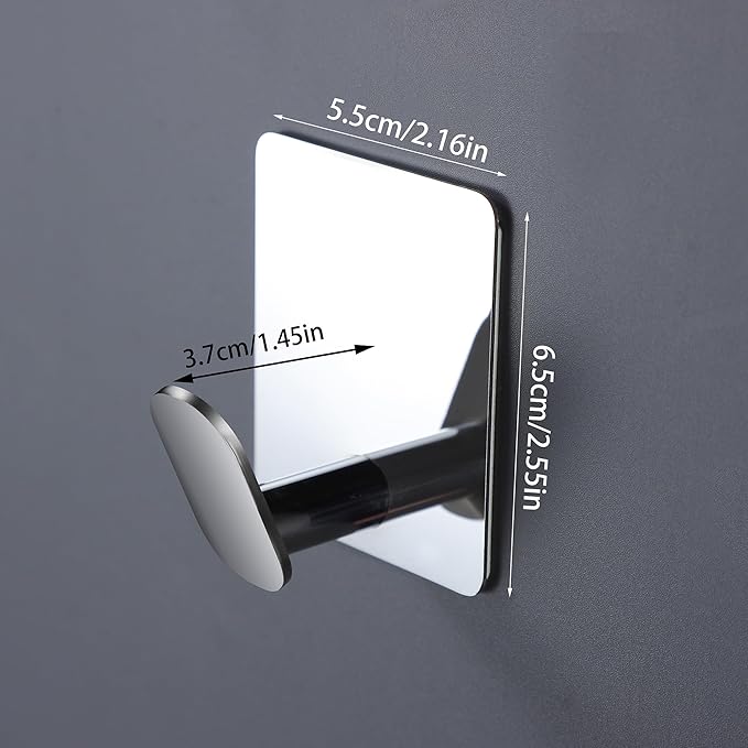 DELITON Towel Hooks for Bathrooms - 4 Pack Wall Hooks for Hanging Heavy Duty Adhesive Command Hooks for Coat Robe, Waterproof Shower Hooks Stainless Steel Mirror, Silver-NeatNest