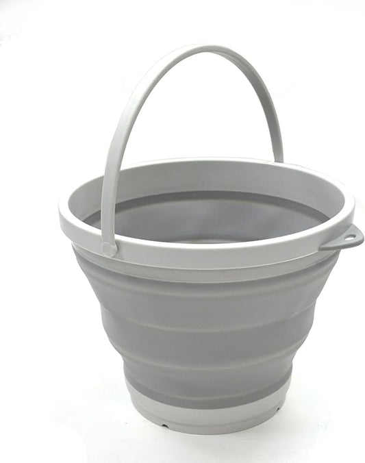 SAMMART 7L (1.8 gallon) Collapsible Plastic Bucket - Foldable Round Tub - Portable Fishing Water Pail - Space Saving Outdoor Waterpot, size 28cm dia (1, Grey)-NeatNest