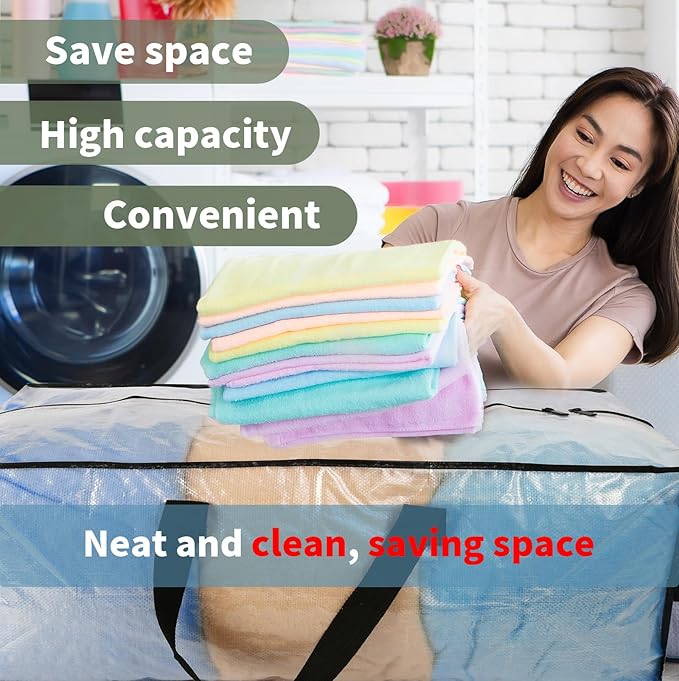 4 Pack Heavy Duty CLear Moving Bags, Large CLear Storage Bags for College Dorm Room Essentials, Alternative to Moving Boxes, Compatible with IKEA Frakta Cart