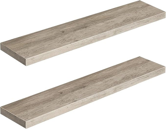 HOOBRO Floating Shelves for Wall, Wall Mounted Shelf Set of 2, 39.4" Hanging Shelf with Invisible Brackets, for Wall in Bathroom, Bedroom, Toilet, Kitchen, Livingroom, Office, Greige BG100BJP201-NeatNest