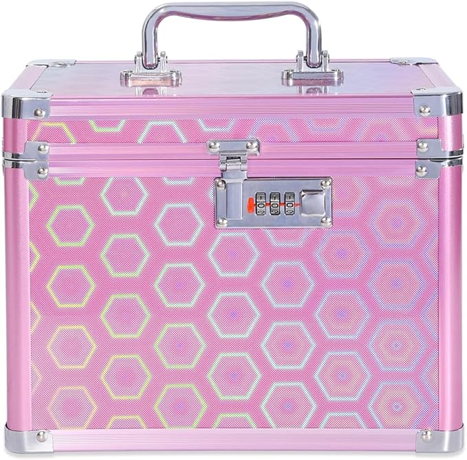 Medication Combination Lock Boxes with Code for Personal Items, Medicine Lockbox for Documents 10 x 7.25 x 7.75 Inches Colorful Rose