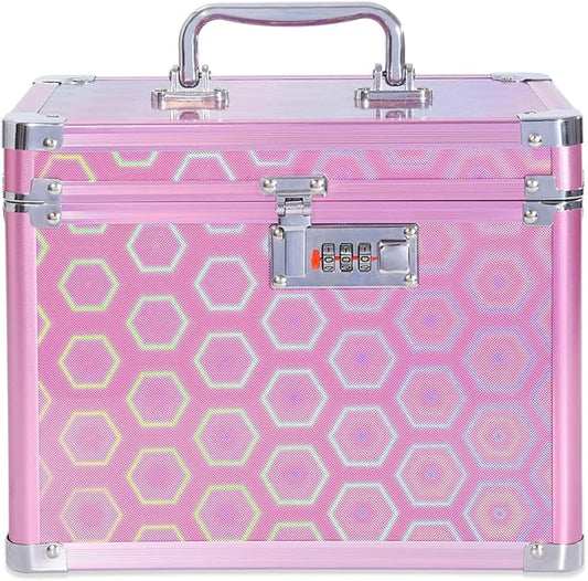 Medication Combination Lock Boxes with Code for Personal Items, Medicine Lockbox for Documents 10 x 7.25 x 7.75 Inches Colorful Rose