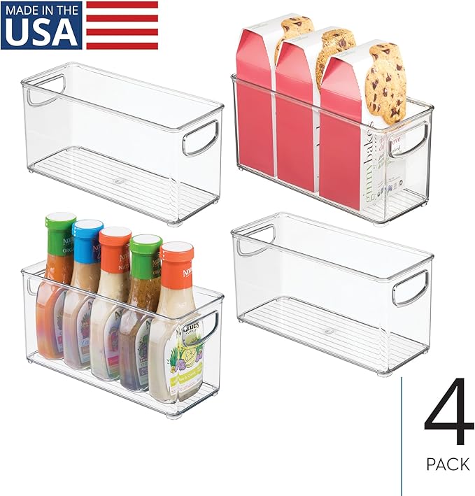 iDesign Stackable Storage Bin - Organization for Kitchen Pantry, Set of 4, Clear, Made in USA
