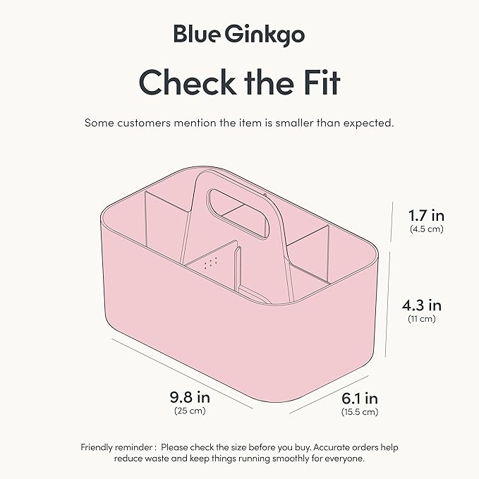 BLUE GINKGO Stackable Organizer Caddy – Korean-Made Portable Tote for Bathroom, Office, Crafts, or School Supplies (Rectangle, Pink)-NeatNest