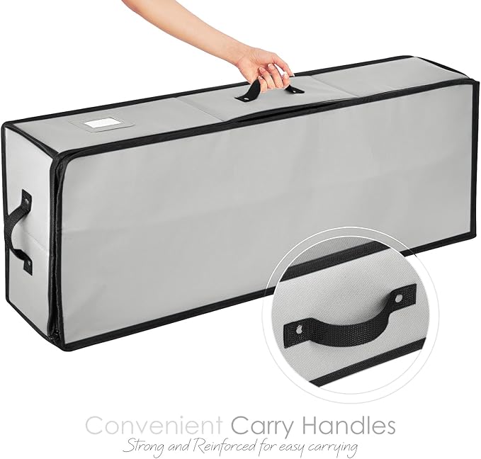Hearth & Harbor Wrapping Paper Storage Container - Christmas Storage Bag with Interior Pockets - Gift Wrap Organizer Fits Up to 22 Rolls of 40" - Tear Proof, Silver-NeatNest