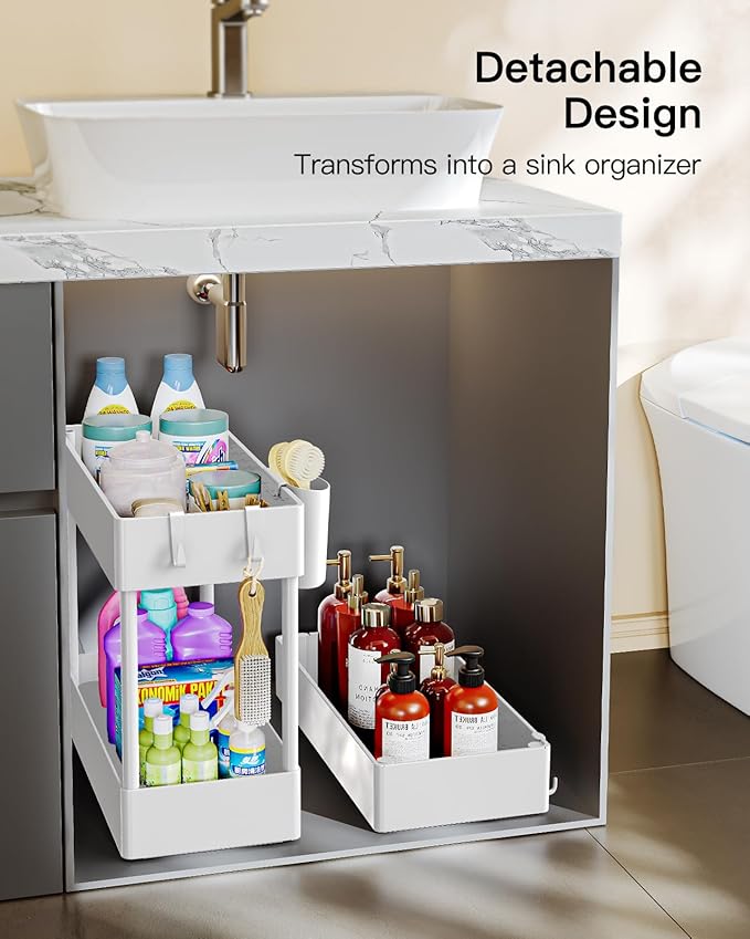 Pipishell Slim Storage Cart with Wheels, Bathroom Cart Organizer Bathroom Storage Small, Rolling Cart for Bathroom, Laundry Room, Kitchen, Narrow Space, White PIUC04W-NeatNest