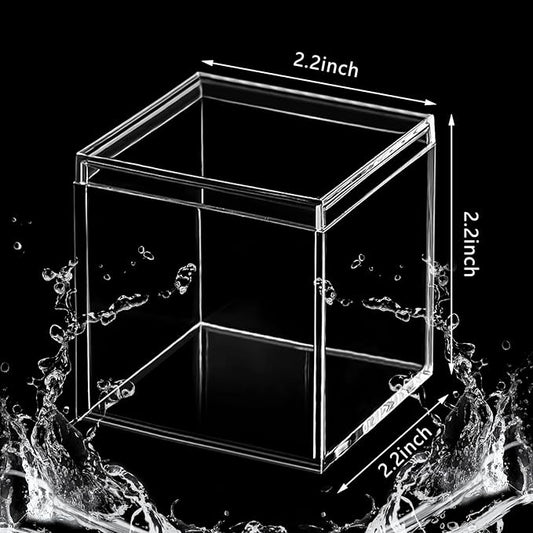 Blulu 8 Pieces Clear Acrylic Plastic Jewelry Box Mini Storage Box Mini Cube Containers with Lids for Candy Pill and Tiny Jewelry(Square,2.2 x 2.2 x 2.2 Inch)-NeatNest