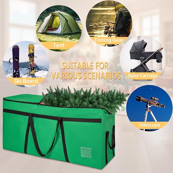 4.5 ft Christmas Tree Storage Bag, Heavy Duty Christmas Tree Bag with Reinforced Handles and Dual Zippers Wide Opening, Large Capacity fits for Artificial Christmas Tree (Green, 4.5 ft)-NeatNest