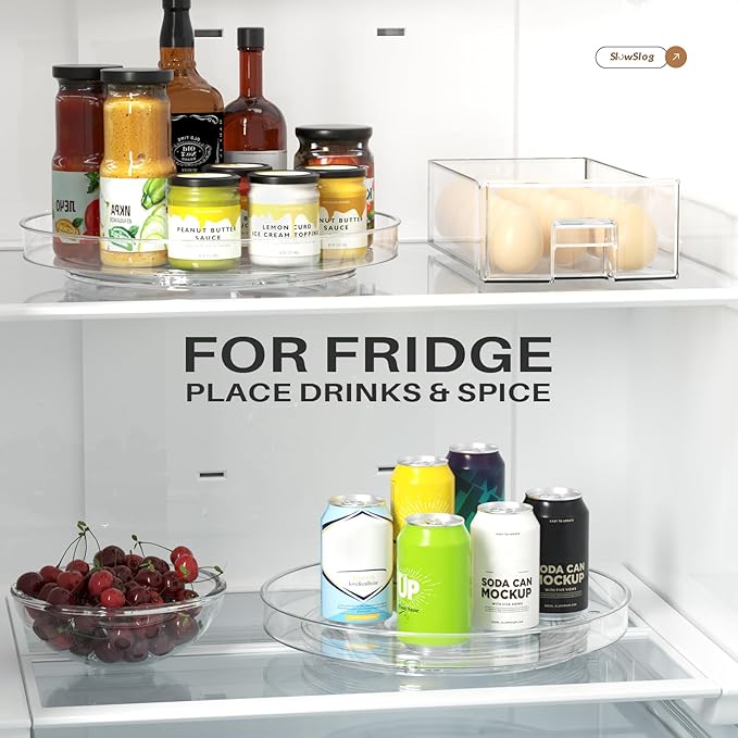 4 Pack Clear Lazy Susan Organizer, 11in Rotating Turntable Organizer, Cabinet Turntable Organizer, Rotating Lazy Susan for Kitchen, Fridge, Bathroom, Vanity Countertop-NeatNest