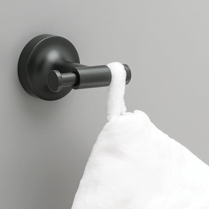 Franklin Brass Voisin (1-Pack) Towel Hooks Matte Black Wall, Double, Mounted for Robes 2-Prong Holder, Bathroom Accessories VOI35-MB