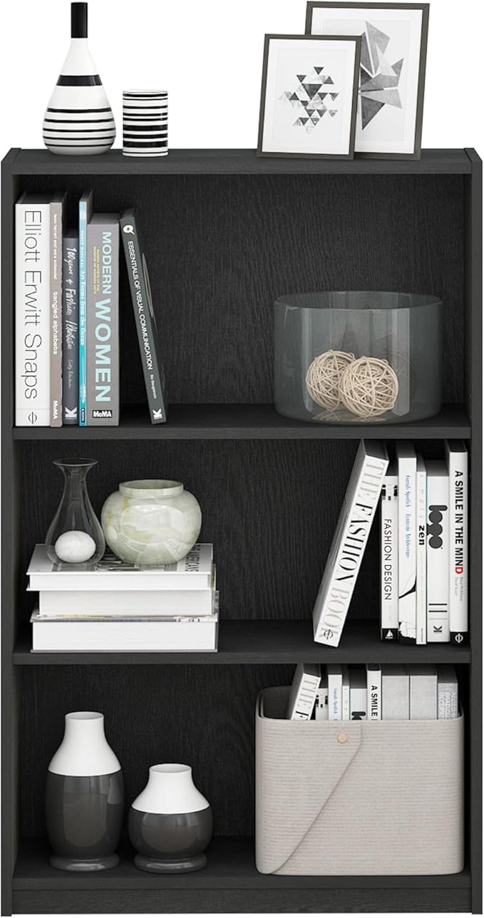 FURINNO JAYA Simple Home 3-Tier Adjustable Shelf Bookcase, Black