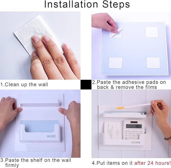 Bright Life Bedside Shelf Bedroom Dorm Room Rack Organizer Storage -Use as Kid Student Wall Shelf to Organize Headphone,Remotes,Glass,Cellphones(Horizontal Type/Black)-NeatNest