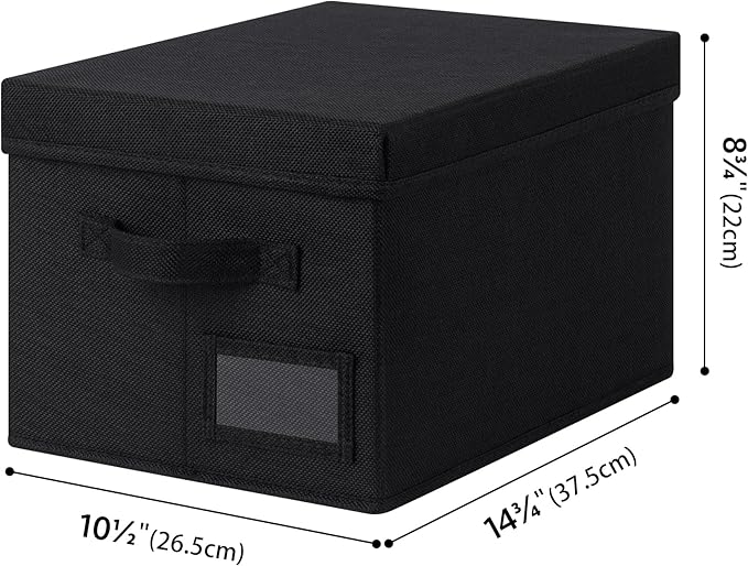 GRANNY SAYS Storage Bins With Lids, Linen Decorative Boxes for Shelves, Clothes Organization, 3-Pack, Black-NeatNest