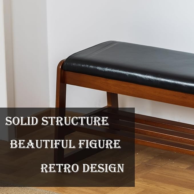 latifolia Shoe Rack Bench, Entryway Shoe Bench with Cushion, Flip-Open Storage Compartment, 2-Tier Shoe Organizer(Black,31.50''L)