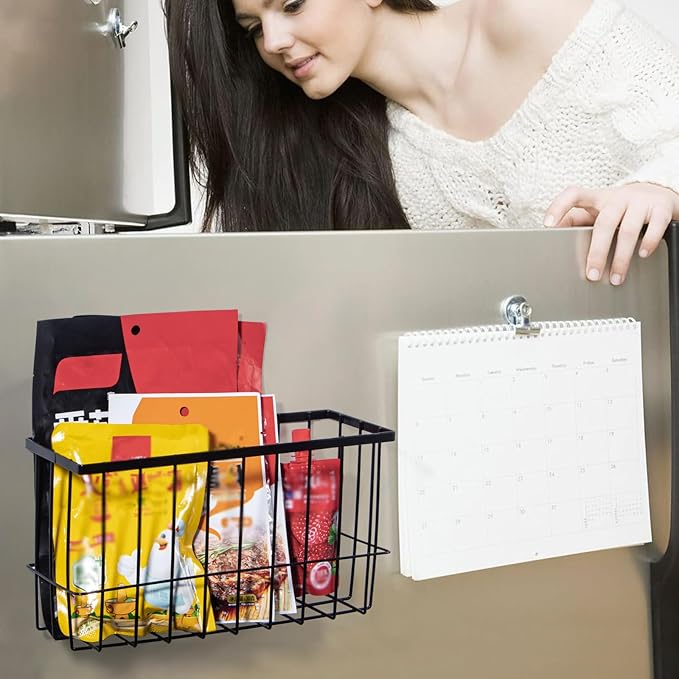 dedoot Magnetic Holder Locker 11"x 3.9"x 5.9" Strong Magnetic Black Mesh Holder Magnetic Basket Organizer Shelf Rack for Whiteboard,Fridge, Sponge, Recipe, Beverage,Refrigerator,Office File Foil-NeatNest