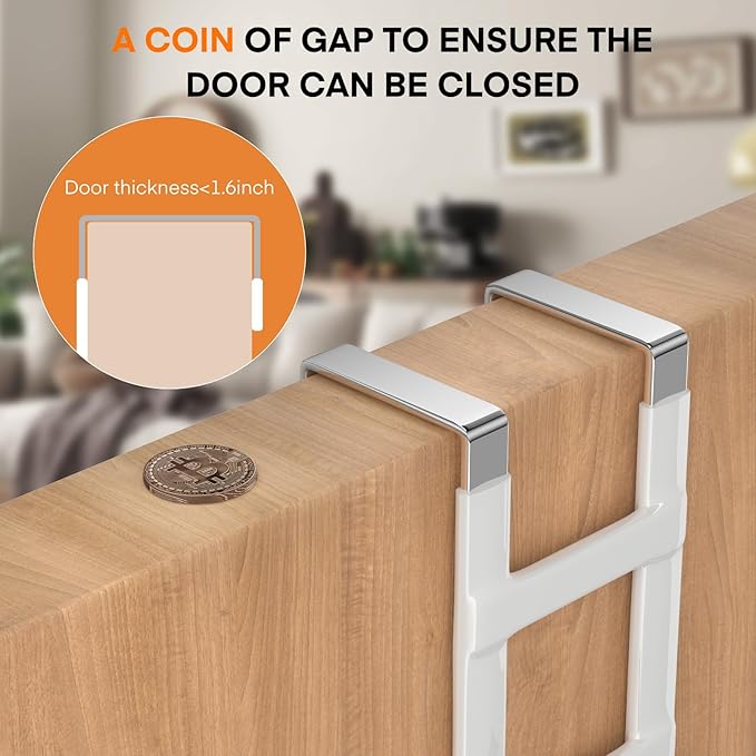 FYY Over The Door Hooks - 2 Pack Heavy Duty Dual-Hook Organizer Hanger with Non-Slip Rubber for Towels, Clothes, Hats & Bags Use in Bathroom, Bedroom, Kitchen - Fits Interior Doors Up to 1.6" White-NeatNest