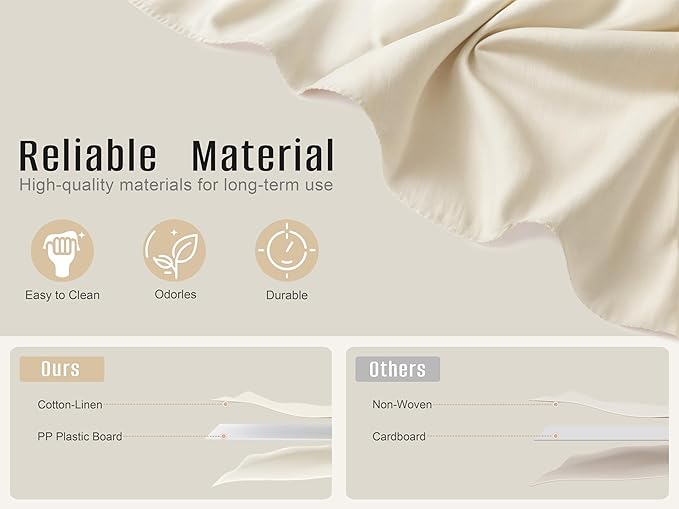 3 Pack Fabric Storage Bins for Shelves | 14¾" L*10¼" W*8¼" H Closet Storage Bins | Collapsible Closet Organizers for Clothes | Linen Clothes Bins | White & Ivory-NeatNest