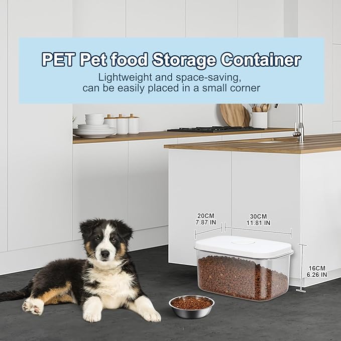 6 lbs Airtight Dog Cat Food Storage Container and Dog Treat Containers BPA-Free, PET Clear Stackable Pet Storage Bin, 1-Cup Scoop, 1-Sponge cleaning brush, Pop Top, With handle, Easy Mobility-Medium-NeatNest