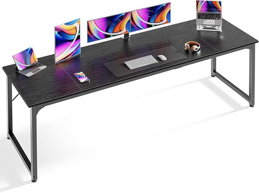 Huuger Computer Desk, 80 Inch Office Desk, Gaming Desk with Storage, Writing Desk Work Desk for Home Office, Study, Long Simple Desk, Large Legroom, Metal Frame, Black-NeatNest