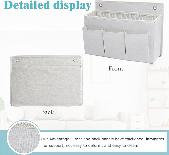 2-Pack Wall Hanging Organizer Bag/Hanging Baskets with Large Mesh Compartment & 3 Pockets，Over the Door Organizer Space Saving Storage for Bedroom,RV Camper, Closet (White-2 Pack)-NeatNest