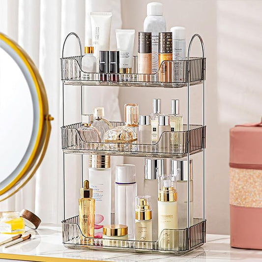 Aveniee Bathroom Counter Organizer, 3 Tier Perfume Skin Care Countertop Storage Shelf, Vanity Makeup Tray for Cosmetic Skincare Lotion,Grey-NeatNest