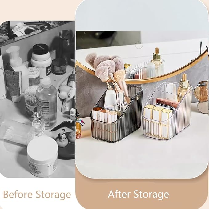 Makeup Organizer Cosmetics Storage Box, Large Capacity Make Up Brush Holder Organizer Vanity Accessories, Bathroom Countertops, Desk Storage Container, Cosmetic Display cases(Green-S)-NeatNest