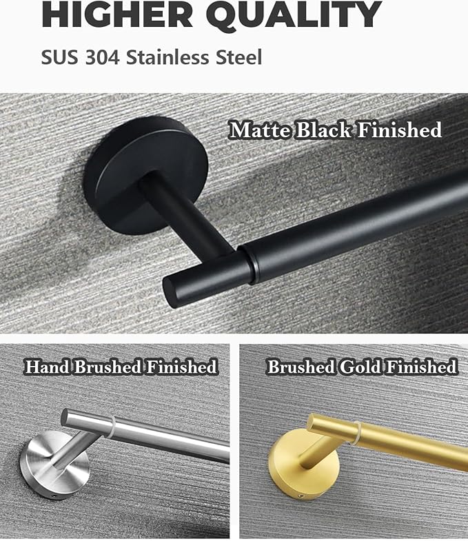Alise Adjustable Towel Holder, Extension-Type 17'' to 30'' Towel Racks for Bathroom, SUS304 Stainless Steel Towel Rod for Bathroom Wall, DIY Hand Towel Bar, Brushed Nickel Finish
