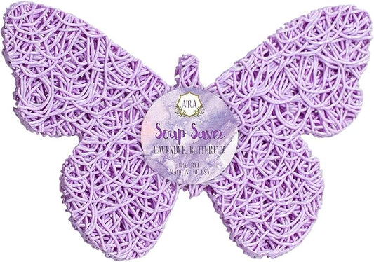 Aira Soap Saver - Dish & Holder Accessory - BPA Free Shower & Bath Holder - Drains Water, Circulates Air, Extends Life - Easy to Clean, Fits All Dish Sets - Lavender Butterfly-NeatNest