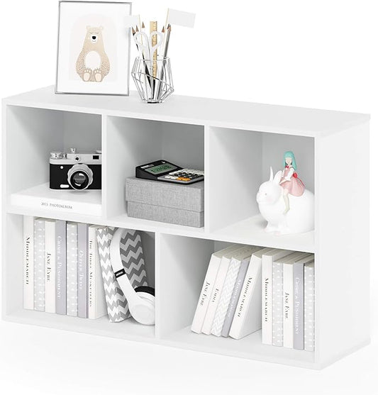 Furinno Luder Bookcase / Book / Storage , 5-Cube, White-NeatNest