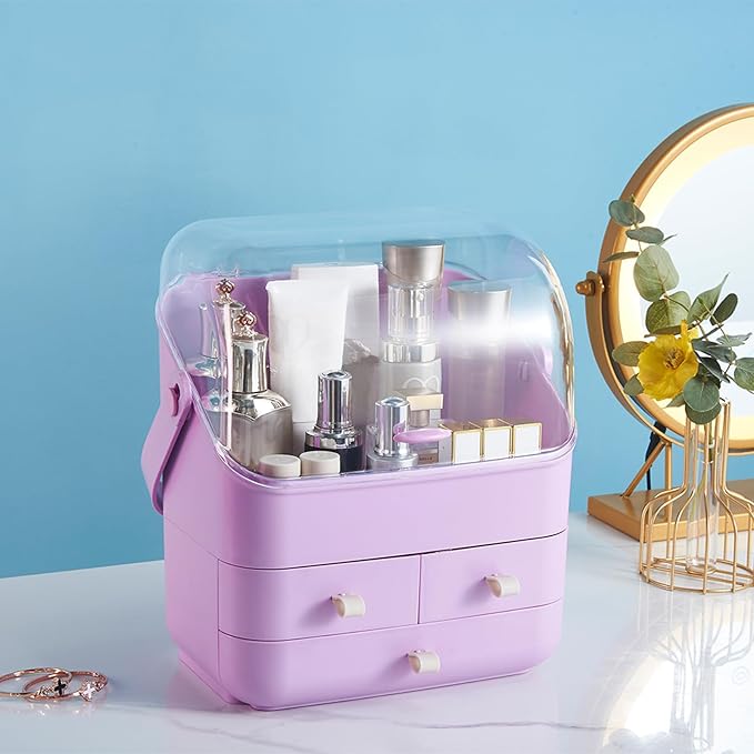 Large Makeup Organizer w Drawers Beauty Organizer Makeup Box Holder Vanity Organization Desk Countertop MakeUp Organizers Bathroom Counter Organizer Skincare Cosmetic Case Stand Dustproof Lid Gift-NeatNest