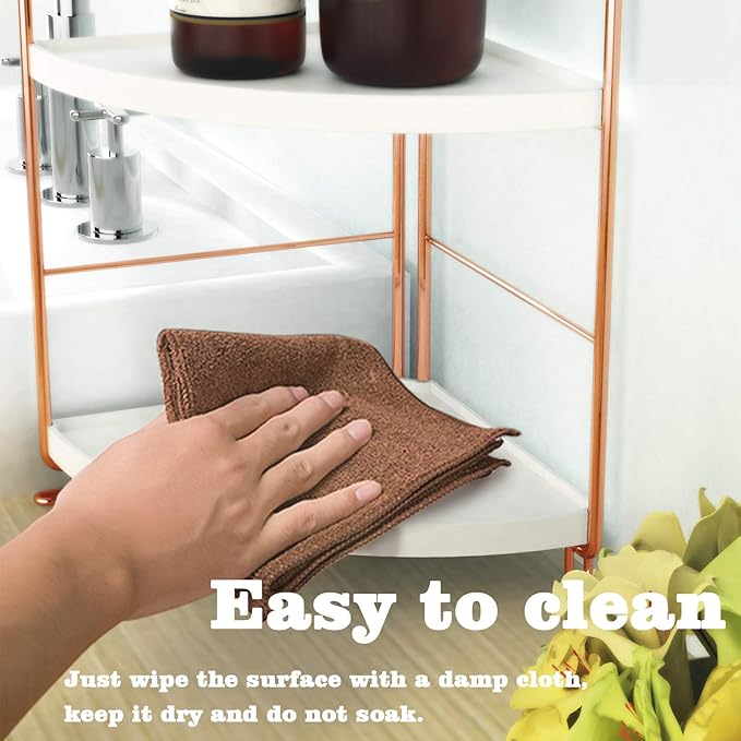 2-Tier Bathroom Countertop Organizer - Vanity Tray Cosmetic & Makeup Storage- Kitchen Spice Rack Standing Shelf - Corner Storage Shelf, Rose Gold-NeatNest
