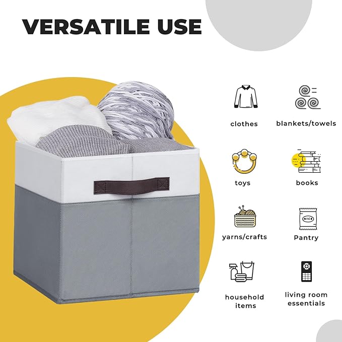 Criusia Fabric Storage Cubes - 13 Inch Large Storage Bins 4 Pack - Clothes Organizer Bins for Closet, Shelves, Cube Organizer/Cubby Collapsible Storage Baskets for Organizing Toys Blanket-NeatNest