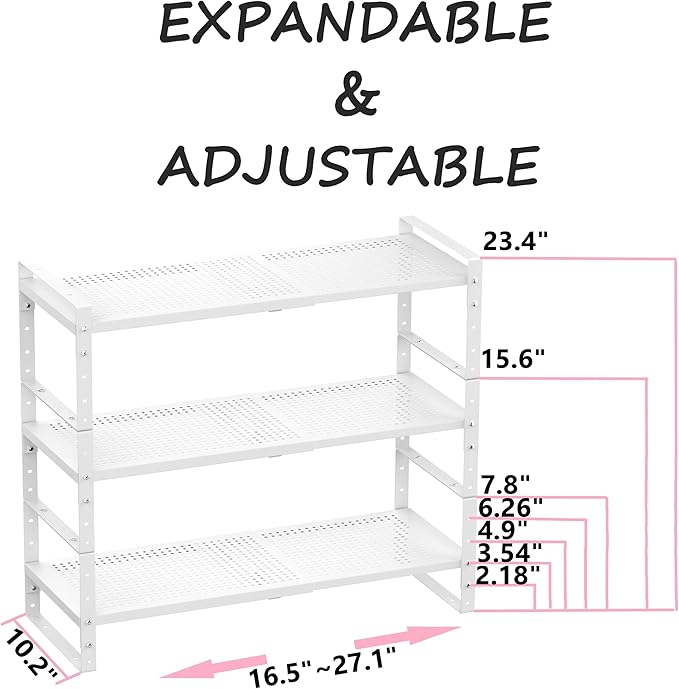 Multi-Functional Metal Shoe Rack, Space-Saving, Perfect for Entryway, Closet, Bathroom, etc. - Sturdy and Durable, High Weight Capacity（3PACKS/White/Large-NeatNest