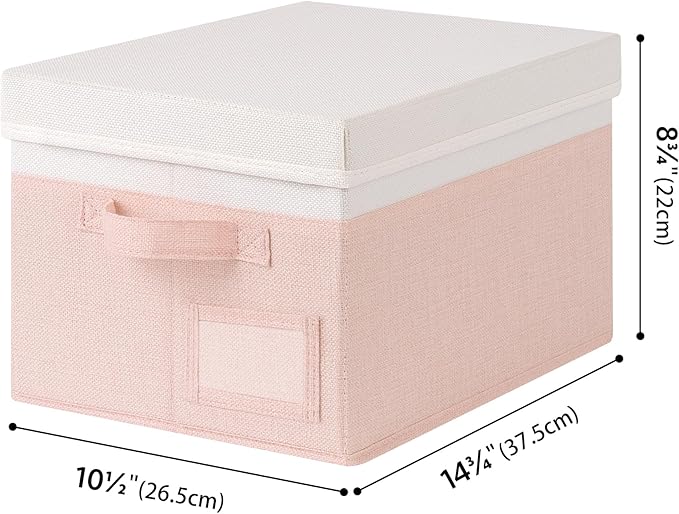 GRANNY SAYS Stackable Storage Bins with Lids, Decorative Closet Organizers, 3-Pack, Pink & Ivory-NeatNest