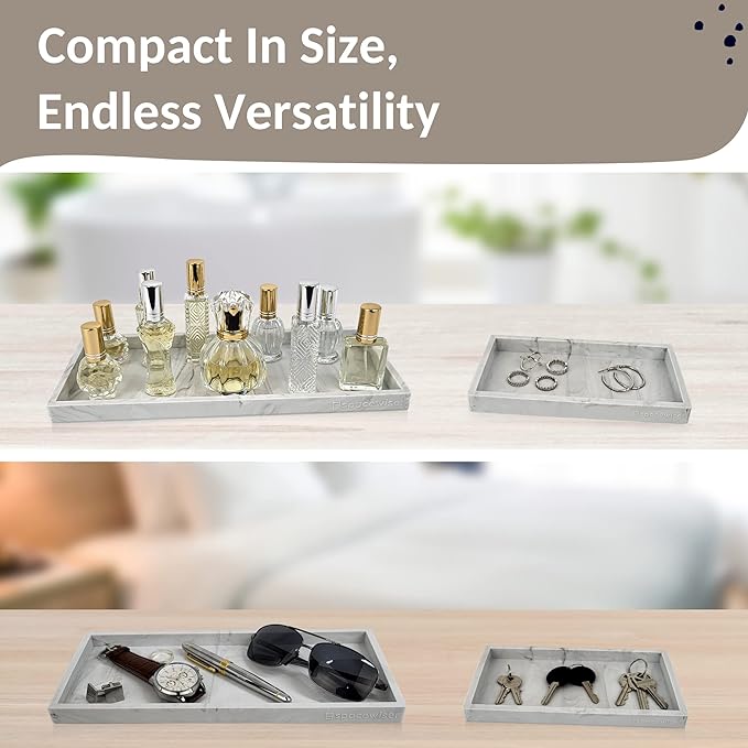 Countertop and Vanity Tray - 2 PC (11” and 7”) Shatterproof Silicone Kitchen and Bathroom Trays for Counter, Kitchen Soap Dispenser Tray, Vanity Trays for Bathroom, Perfume Key Tray-NeatNest